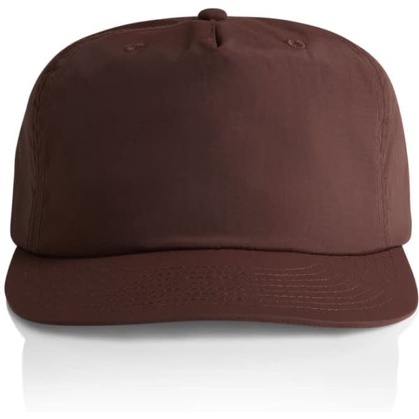 A brown cap with a curved brim and a simple design, featuring a logo on the front.