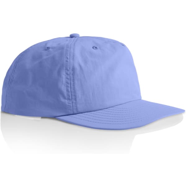 A light blue cap with a curved brim and a logo on the front.