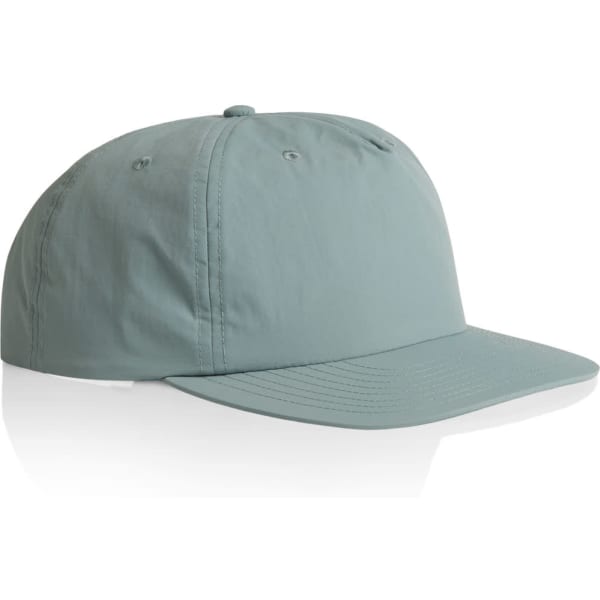 A light green cap with a curved brim and a logo on the front, designed for outdoor activities.
