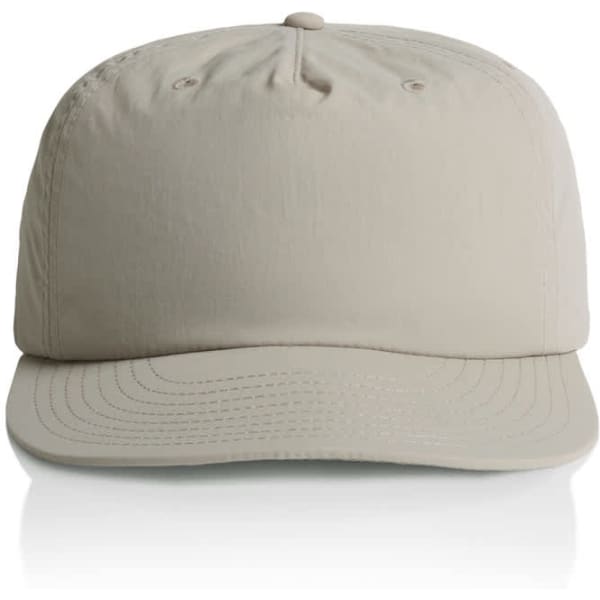 A light grey cap with a curved brim and a logo on the front.