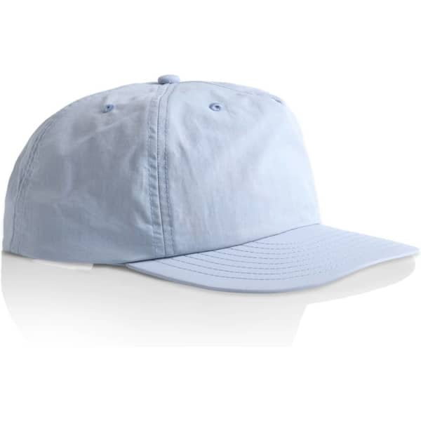 A light blue cap with a curved brim and a logo on the front, featuring a classic six-panel design.