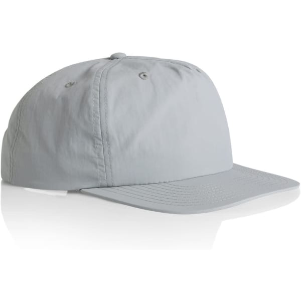 A light grey cap with a curved peak and a logo on the front, featuring a simple, casual design.