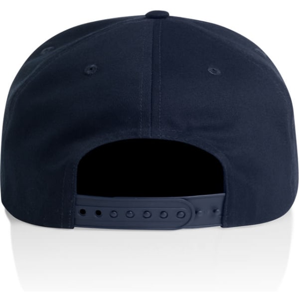 A navy blue cap featuring a back closure and a logo, suitable for casual wear.