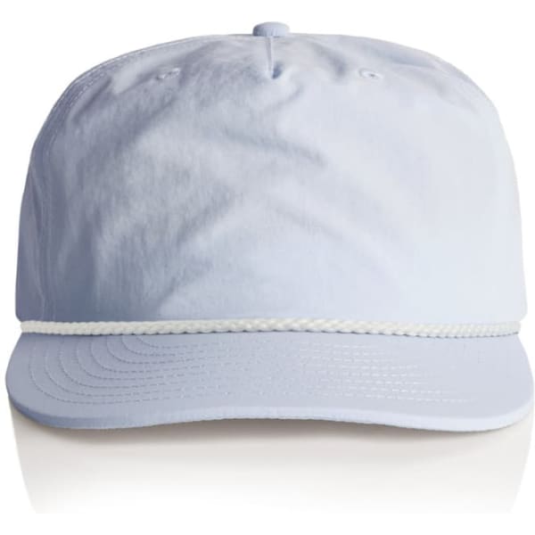 A light blue cap with a rope detail along the brim and a small logo on the front.