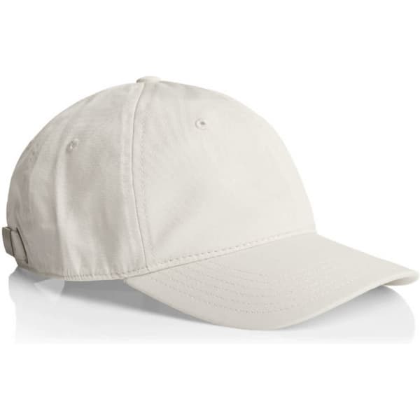 A light grey cap with a curved brim and an adjustable strap at the back. It features a logo on the front.