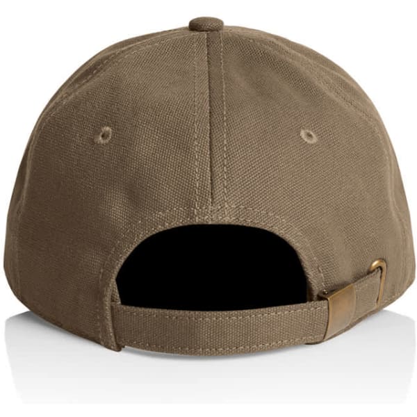 A brown Access Canvas Cap featuring a curved brim, adjustable strap, and a logo on the back.