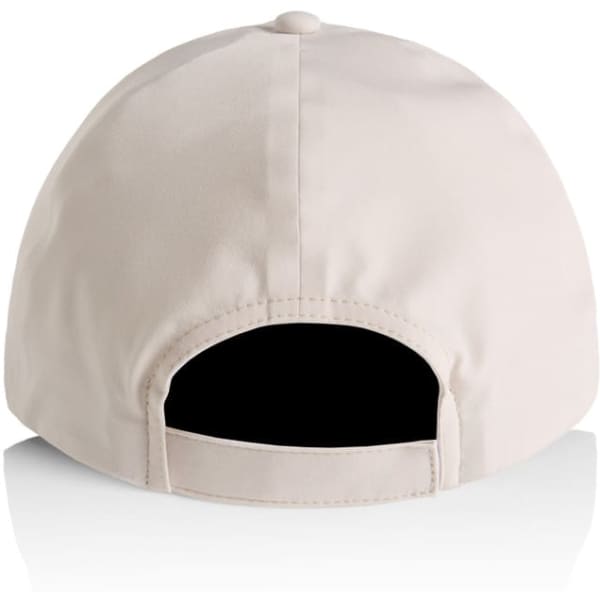 A light beige cap with an open back and a logo detail. Suitable for outdoor activities.