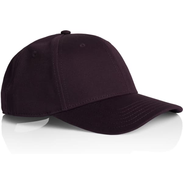 A dark purple cap with a curved brim and a subtle logo on the front.