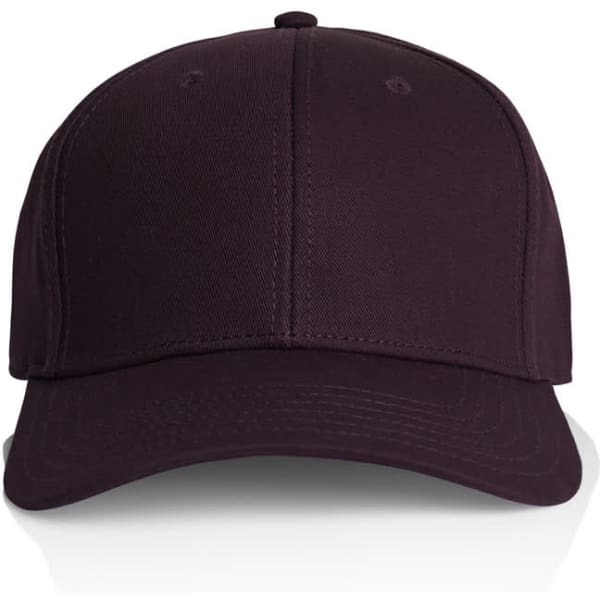 A black cap featuring a seamless design and a front panel, with an adjustable strap at the back.