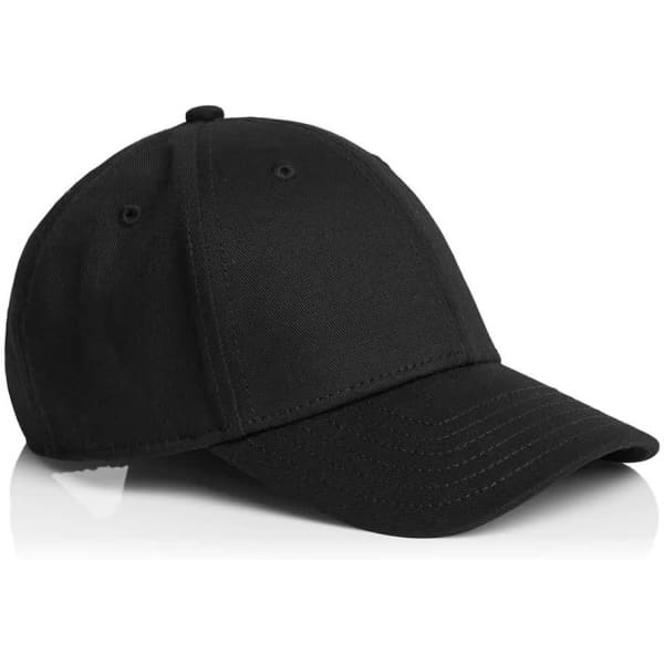A black kids' cap with a curved brim, featuring a logo on the front.