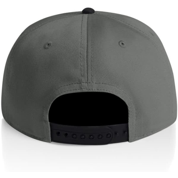 A two-tone cap in green and black with a logo on the back and an adjustable strap.