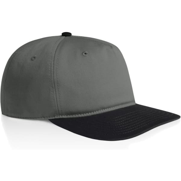 A two-tone cap featuring a green body and a black brim, with a logo on the front.