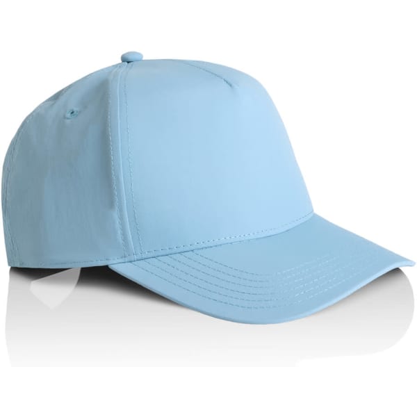 A light blue frame nylon cap with a curved brim and a logo on the side.