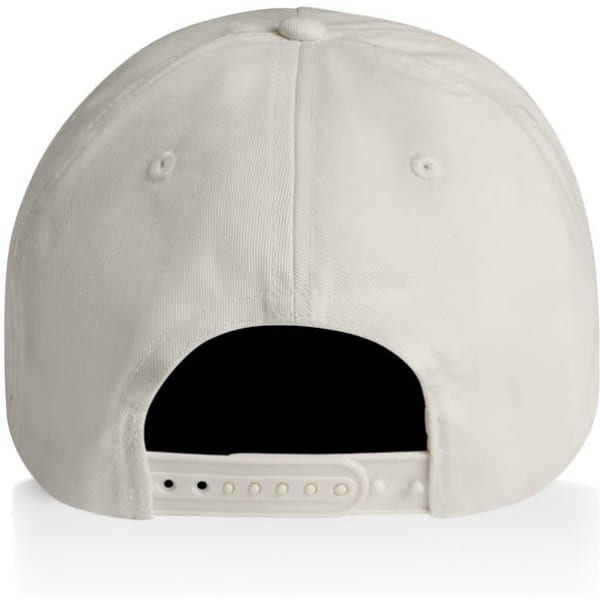 A soft cap in light beige with an adjustable strap at the back and a logo.