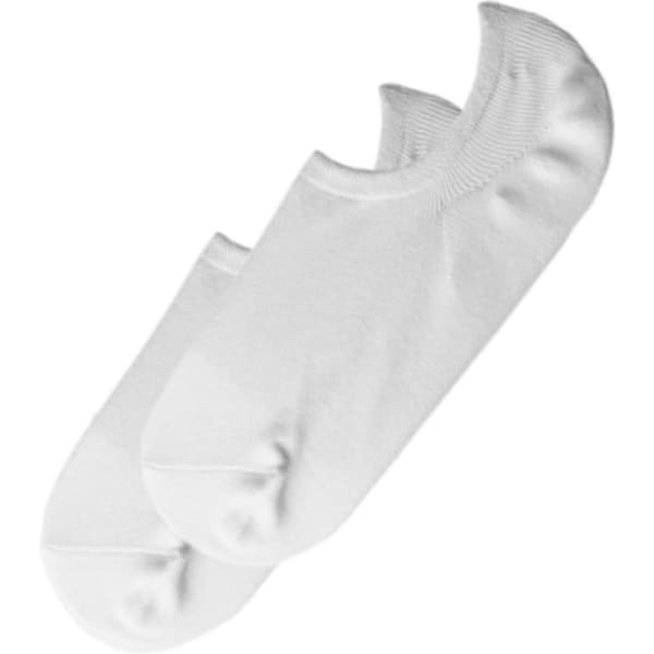 Two pairs of white invisible socks, featuring a low-cut design for discreet wear.