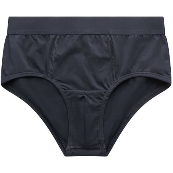 A pair of black Y-Front briefs featuring a smooth design and elastic waistband. The product includes a logo.