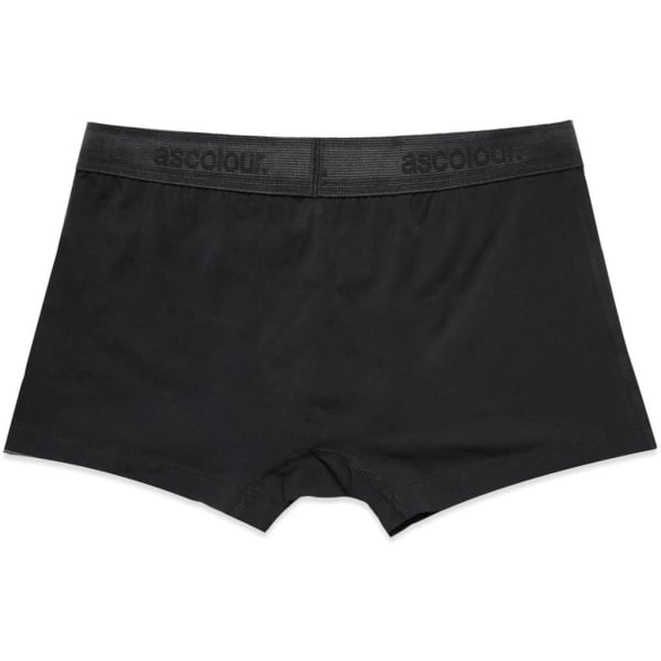 Black briefs featuring a logo on the waistband, made from soft fabric.
