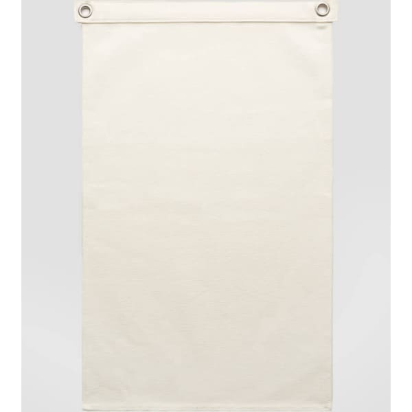 A cream-coloured canvas flag with metal eyelets for hanging. Features a plain design without any text or images.