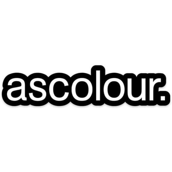 A black sticker featuring the word 