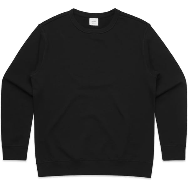 A black crew jumper featuring a classic design and a subtle logo. The fabric appears soft and comfortable.
