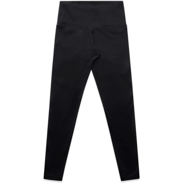 A pair of black seamless leggings featuring a high waistband and a branding logo.