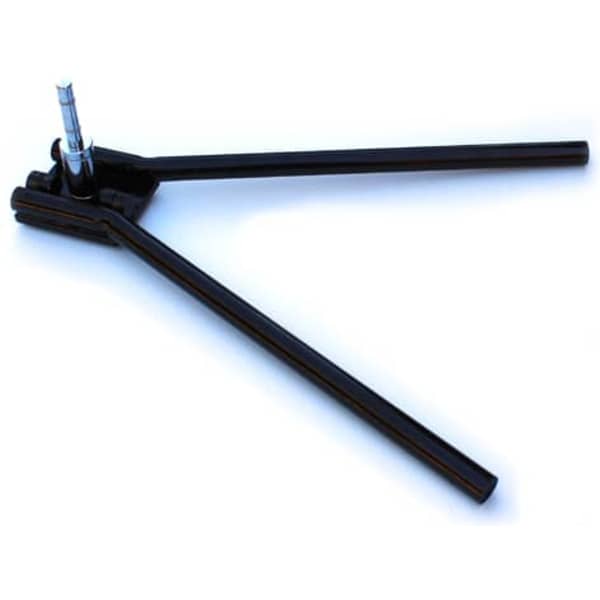 A folding car base in black with two extended arms and an adjustable central pole. It features a logo.