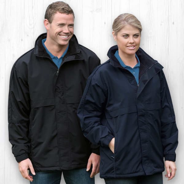 Plain Basecamp Anorak jackets in black and navy, featuring a zipped front and a logo on the sleeve.