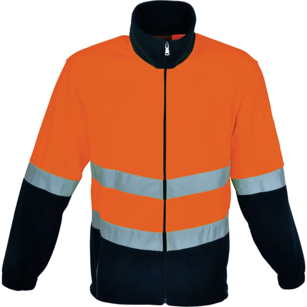 Unisex Adults Hi-Vis Full Zip Polar Fleece With reflective tape