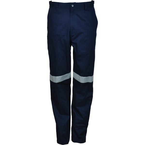 Unisex Adults Cotton Drill Work Pants With Reflective Tape