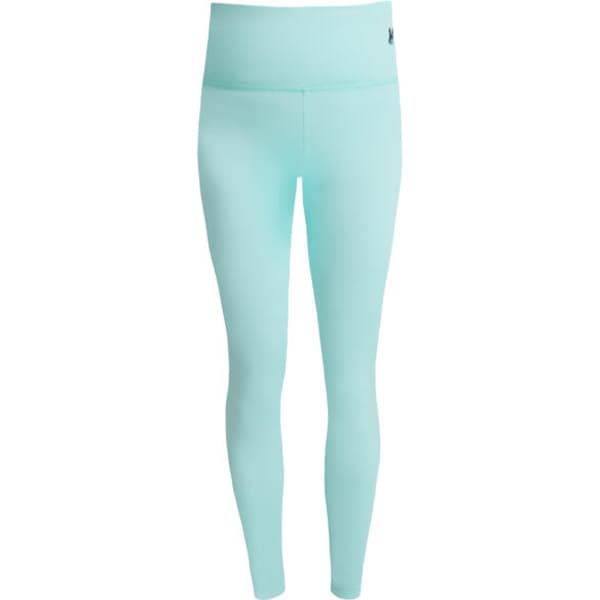 Light mint green leggings featuring a high waistband and a small logo. Suitable for activewear.