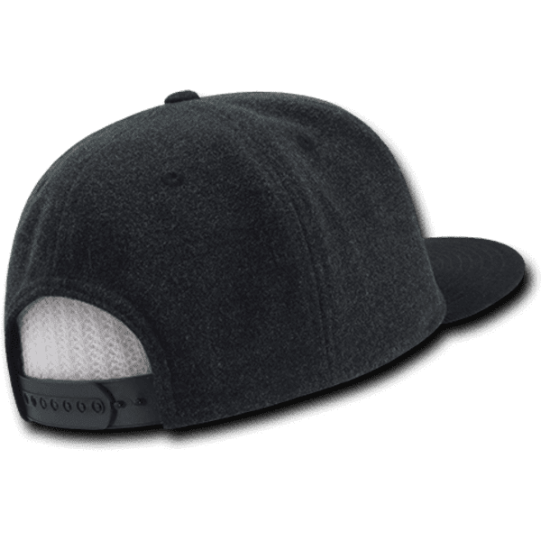 A dark grey structured snapback cap with a mesh backing and an adjustable strap. It features a logo on the side.