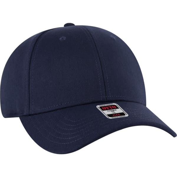 Low profile navy baseball cap with a curved brim and a branded label on the front.