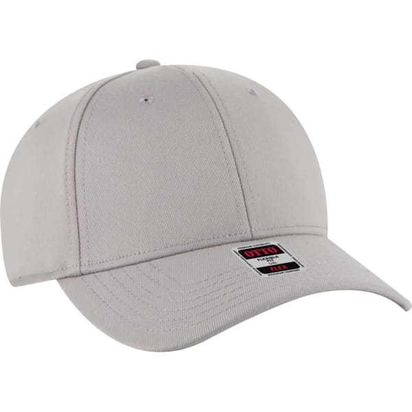 A low profile baseball cap in grey, featuring a branded logo on the front.