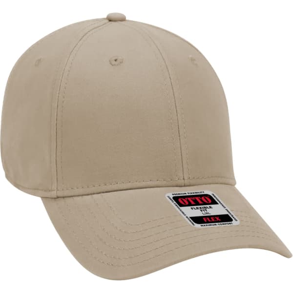 A beige Otto Flex 6 Panel baseball cap with a structured design and a small logo on the side.