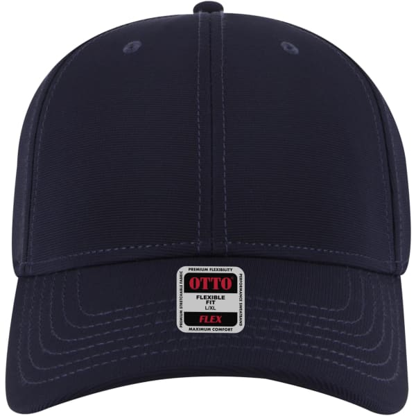 A navy blue six-panel low profile baseball cap featuring a logo label on the front.