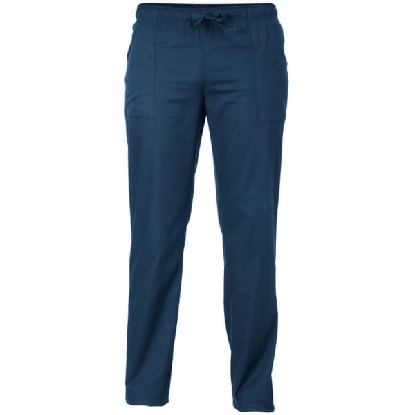 Navy blue pants featuring an elastic waistband and two front pockets. The product includes a logo.
