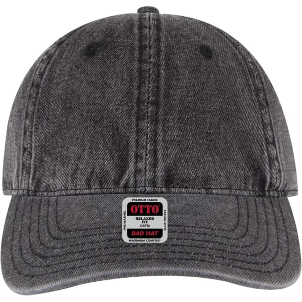 A grey 6 Panel Low Profile Dad Cap with a curved brim and logo on the front.