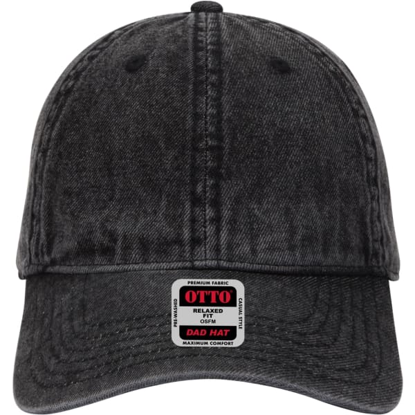 A grey 6 Panel Low Profile Dad Cap featuring a logo on the front and a curved brim.