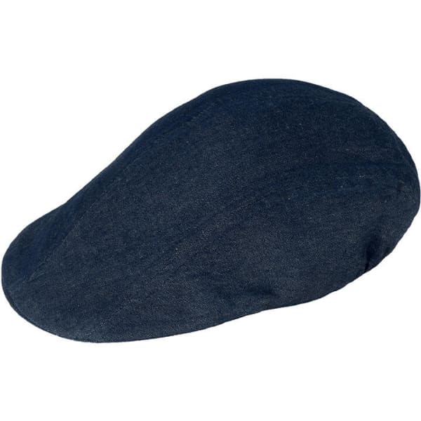 A navy blue cap with a smooth surface and rounded shape, featuring a subtle branding logo.