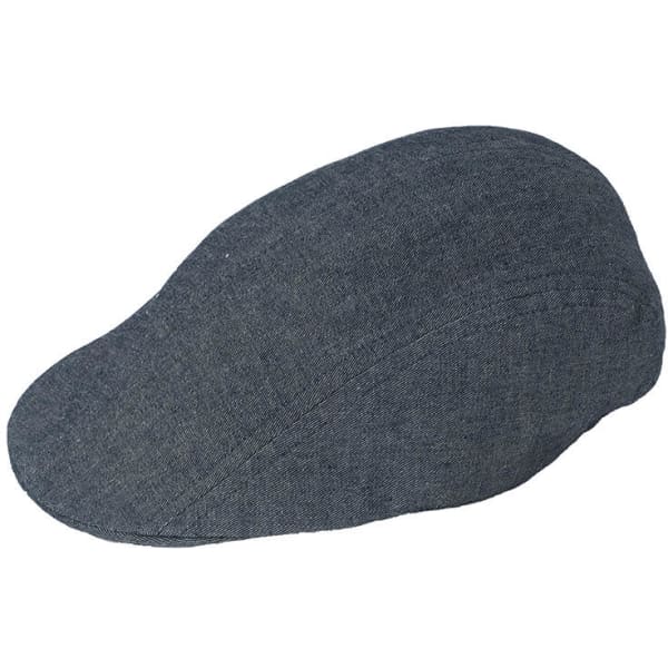 A grey cap with a smooth, rounded crown and a short, stiff brim, featuring a logo on the side.