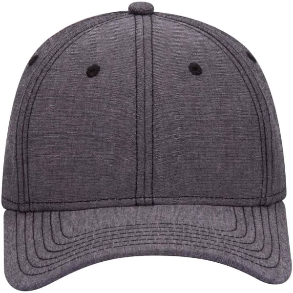 A low profile baseball cap in dark grey with a logo and six-panel design.