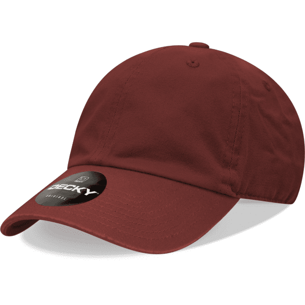 A dark purple 6-panel low profile cotton dad hat with a logo on the front.