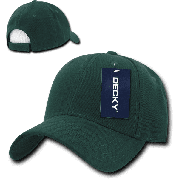 A dark green 6 panel low profile structured cap with a tag and a mesh back. It has a branded logo.