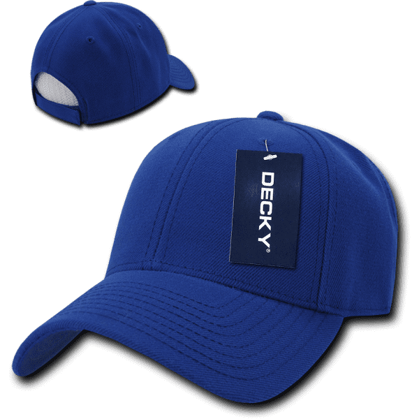 A blue six-panel low profile structured cap featuring a rear mesh panel and a logo on the front.