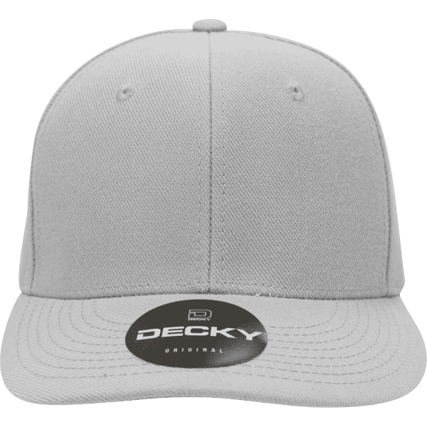A light grey structured cap with a six-panel design and a branded logo on the front.