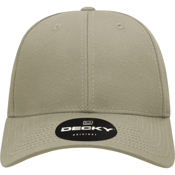 A low-profile structured cap in a beige colour with a rounded visor and a logo on the front.