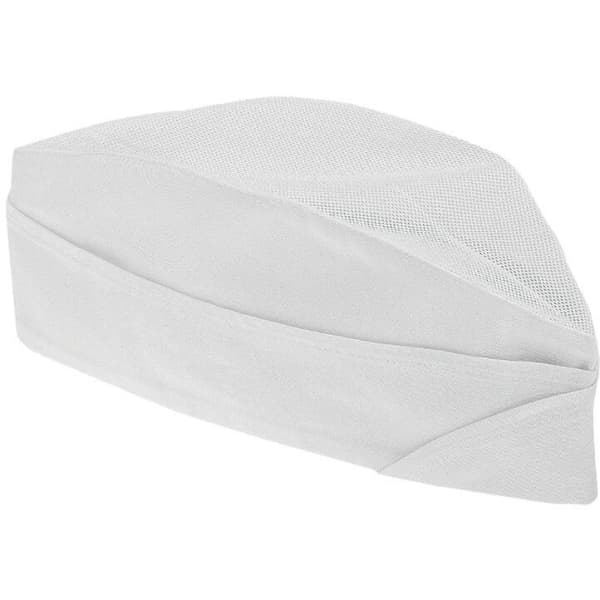 A white chef's hat featuring a mesh top, displayed at an angle. Two hats are included in the pack.