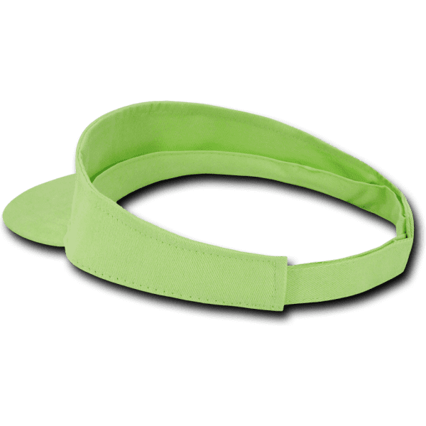 A green visor hat with an adjustable strap and a curved brim. It features a logo on the front.