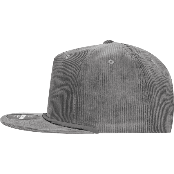 A grey 5 Panel High Profile Relaxed Rope Hat, featuring a curved brim and a simple logo.