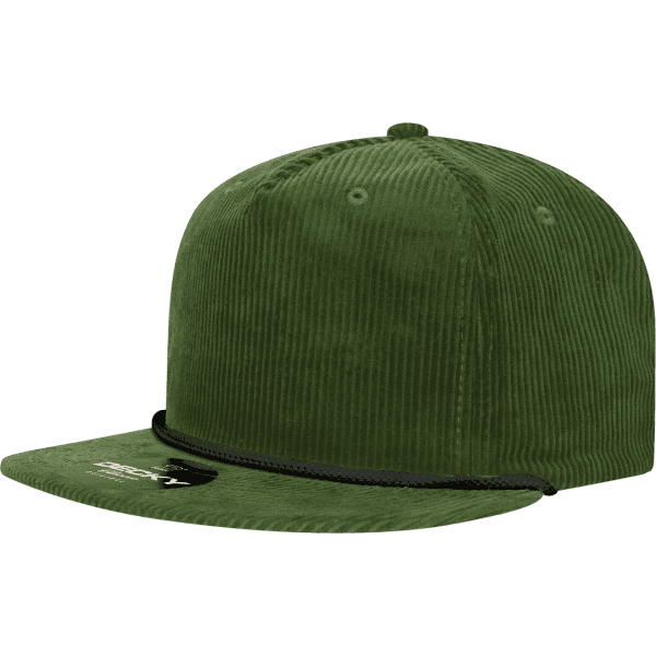 A green 5 Panel High Profile Relaxed Rope Hat with a textured fabric and a branded patch on the front.
